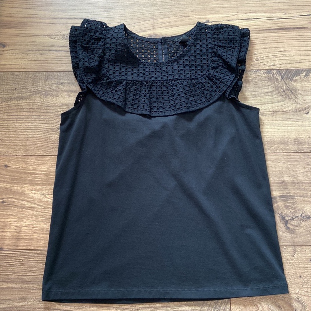 J.Crew Black Eyelet Tee